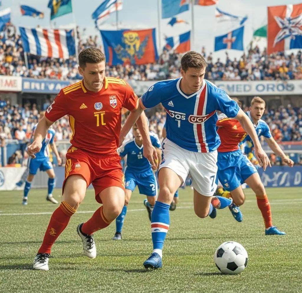 冰岛队在欧洲足球选拔赛中进行战斗